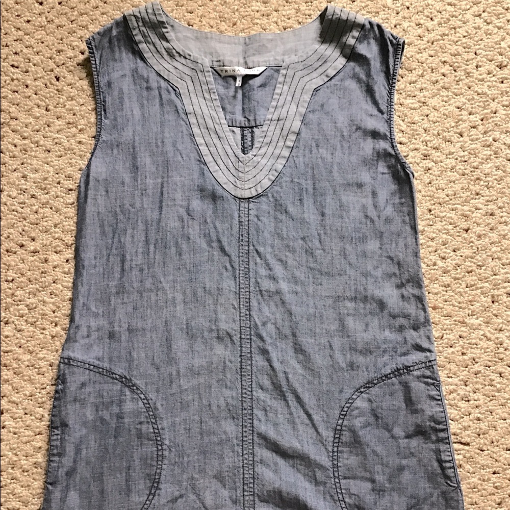 Trina Turk Blue Sheath Mini Dress with Scoop Neck